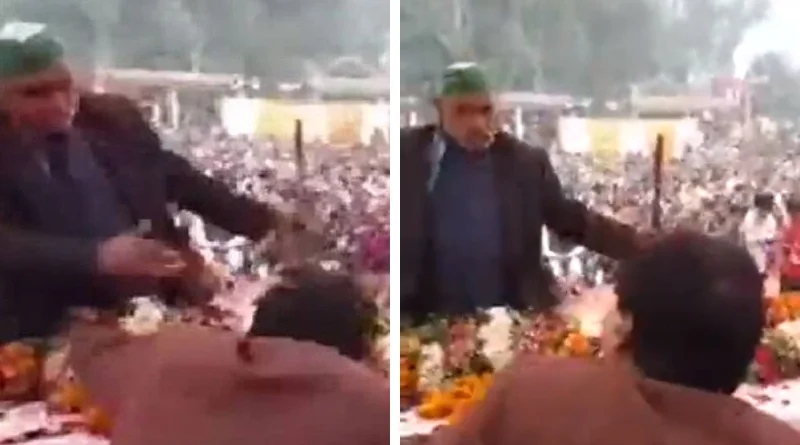 মঞ্চে বিজেপি বিধায়ককে সপাটে চড় কষালেন কৃষক নেতা, ভাইরাল ভিডিও