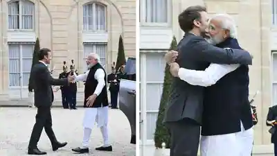 বন্ধু ম্যাঁক্রোকে আলিঙ্গন মোদির, রুশ- ইউক্রেন সংঘর্ষ নিয়ে যৌথ বিবৃতি