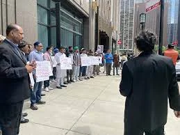 শিকাগোয় ভারতীয় দূতাবাসের বাইরে প্রতিবাদ সভা মুসলিমদের