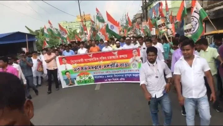 দেশে হিংসার বাতাবরণ রুখতে ডাইমন্ড হারবারের ফলতায় সম্প্রীতির পদযাত্রা