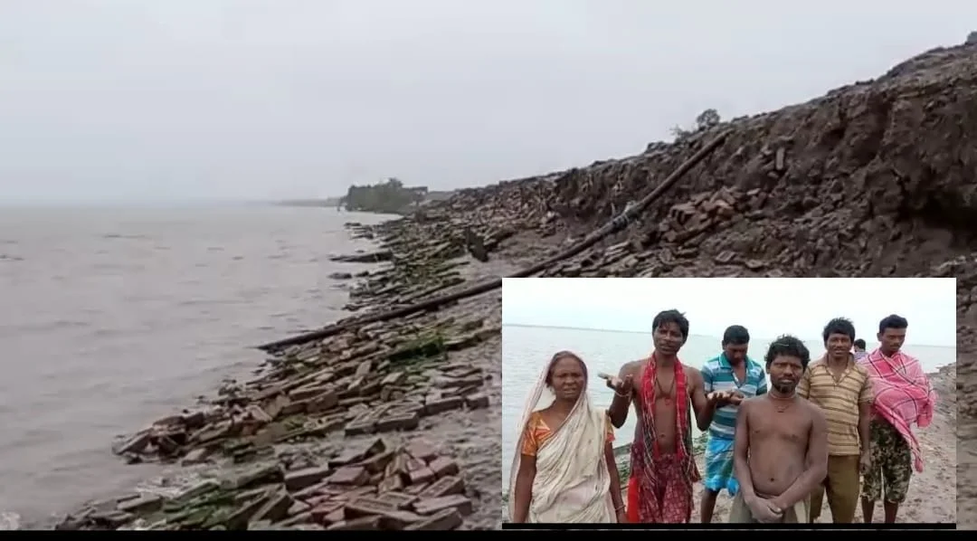 বাঁধের মাটি খসে যাচ্ছে, জলোচ্ছ্বাসে যে কোন মুহূর্তে প্লাবনের আশঙ্কায় ভুগছে সন্দেশখালি 