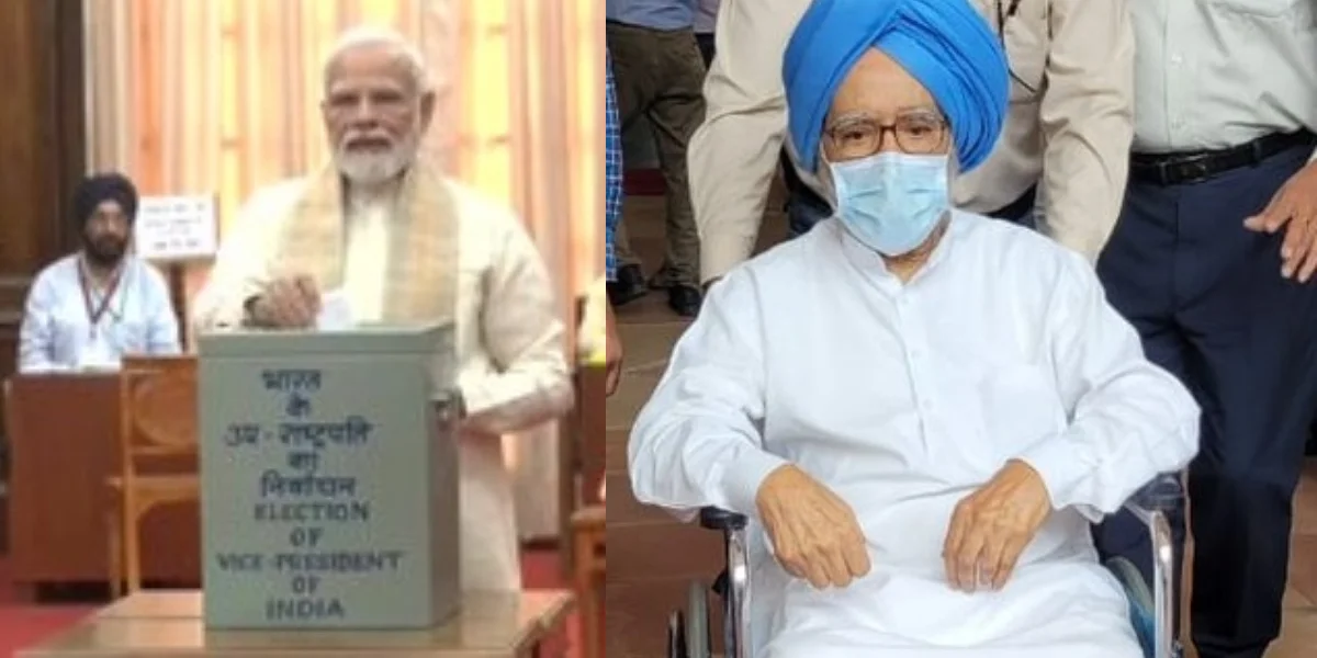 রাষ্ট্রপতি উপনির্বাচনে ভোট দিলেন প্রধানমন্ত্রী নরেন্দ্র মোদি, হুইল চেয়ারে এলেন প্রাক্তন প্রধানমন্ত্রী মনমোহন সিং