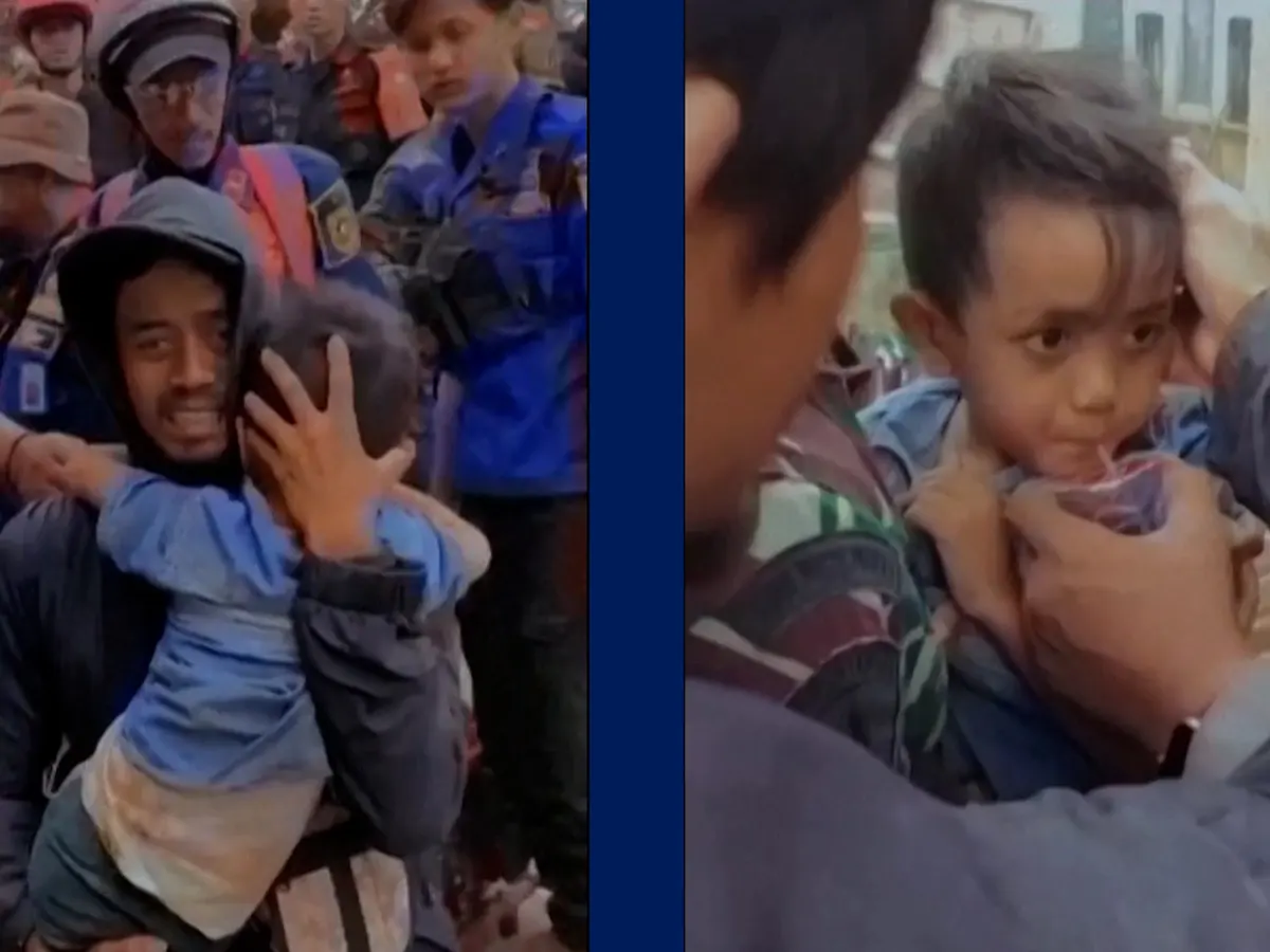 ইন্দোনেশিয়ায় ধ্বংসস্তূপের নিচ থেকে  বেঁচে ফিরল এক শিশু !