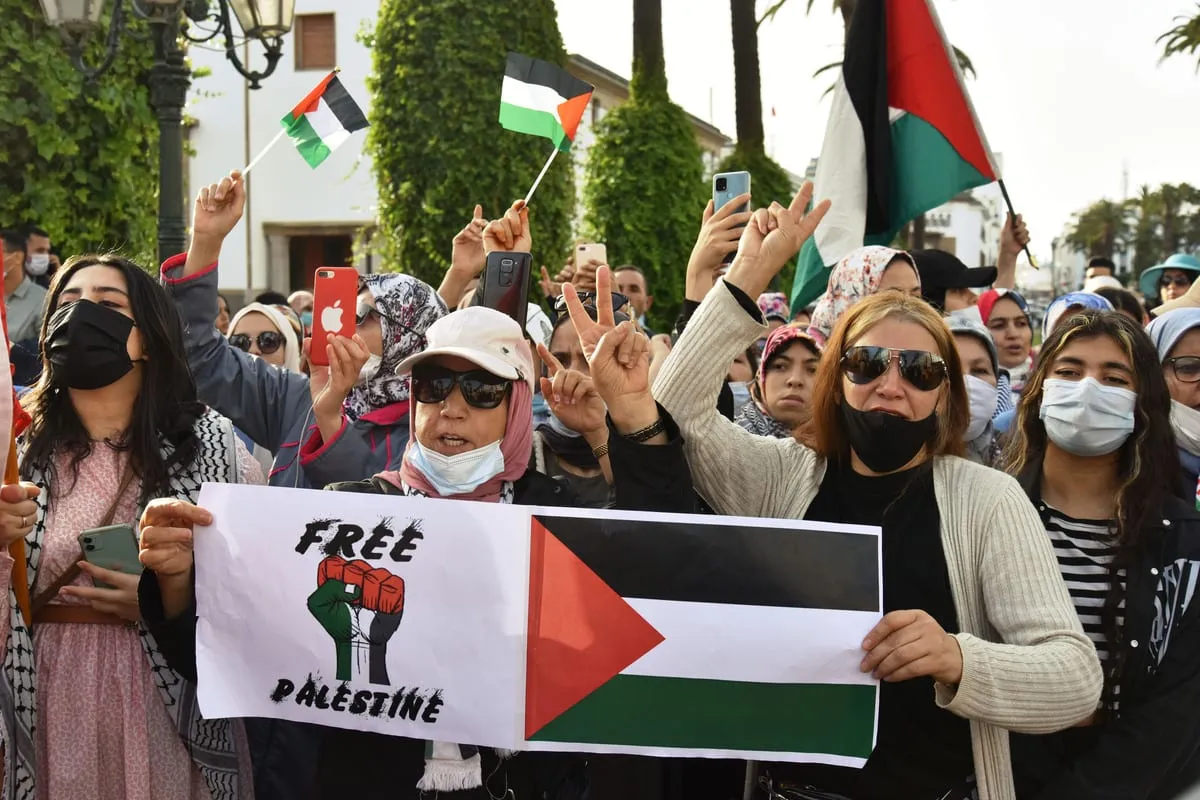 ফিলিস্তিনের সমর্থনে মরক্কোয় বিক্ষোভ