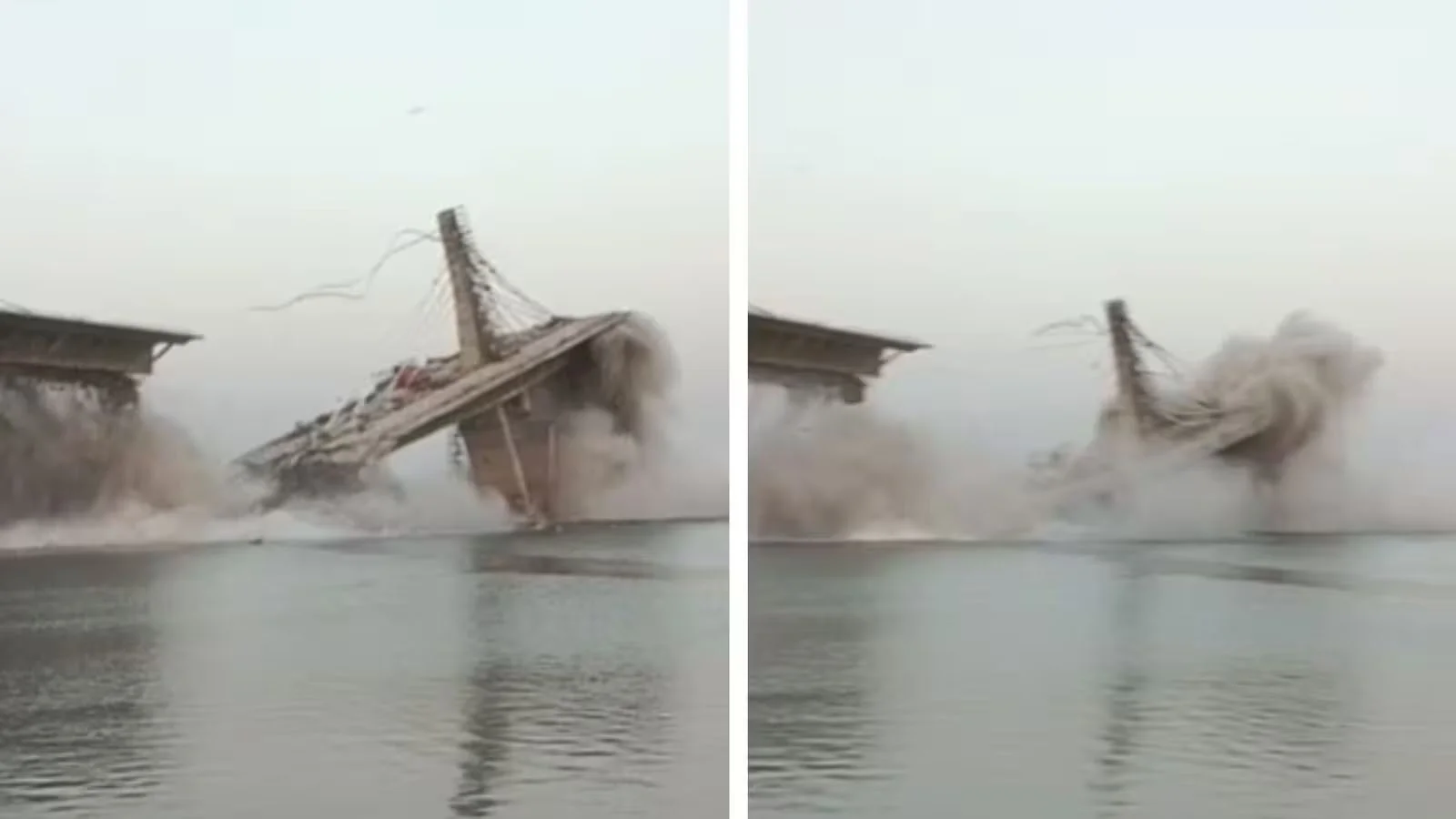 বিহার: গঙ্গায় ভেঙে পড়ল নির্মীয়মান সেতু