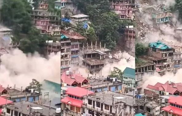প্রকৃতির রোষানালে হিমাচল, তাসের ঘরের মত ভেঙে পড়ল একাধিক বহুতল.................. দেখুন ভাইরাল ভিডিয়ো