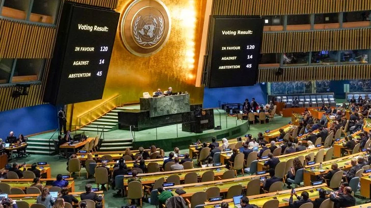 রাষ্ট্রসংঘে ফিলিস্তিনের পক্ষে ১০০-র বেশি দেশ,ভেটো আমেরিকার