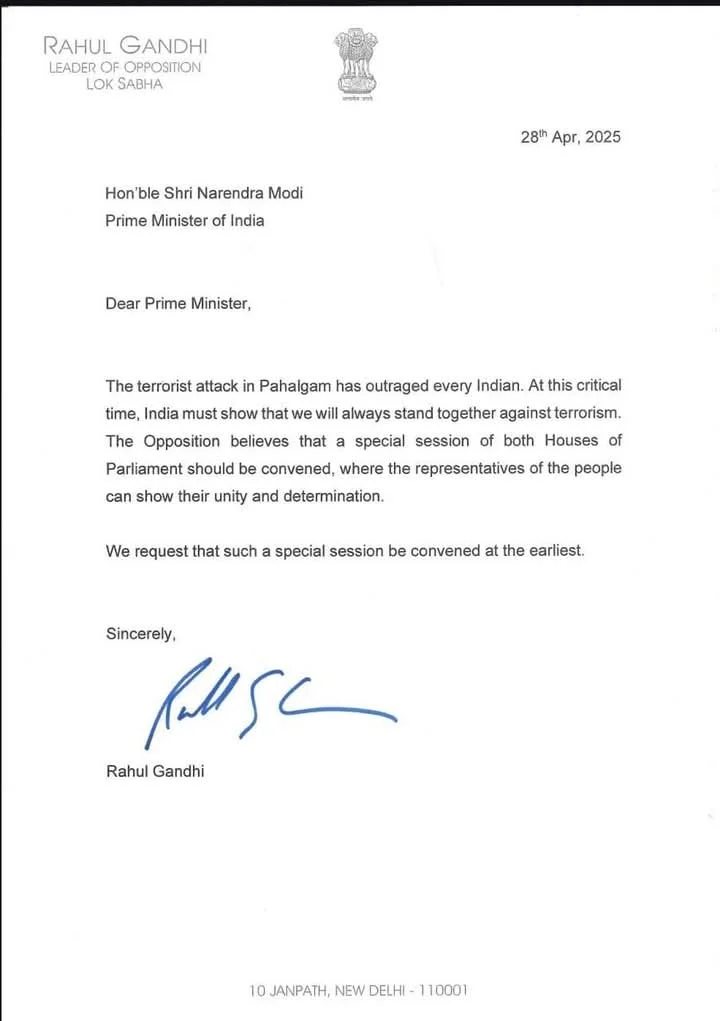 Pahalgam terror attack: একজোট হওয়ার বার্তা দিয়ে প্রধানমন্ত্রীকে চিঠি রাহুলের