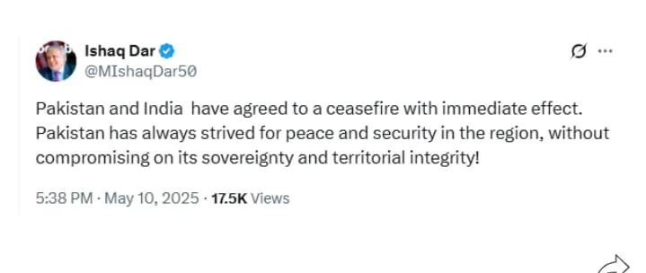 যুদ্ধ বিরতিতে সম্মত ভারত-পাকিস্তান