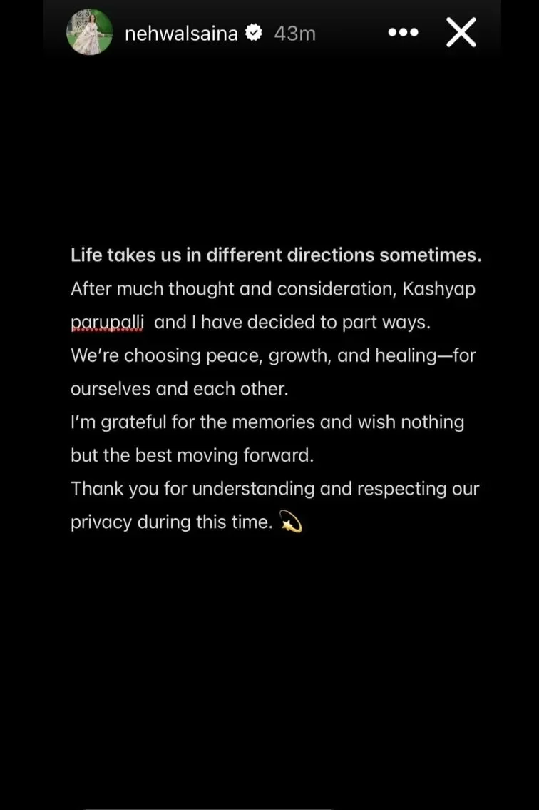 বিবাহ বিচ্ছেদের ঘোষণা দিলেন সাইনা নেহওয়াল