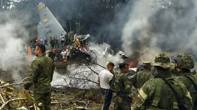কলম্বিয়ায় সামরিক বিমান বিধ্বস্ত: নিহত বেড়ে ৬৬