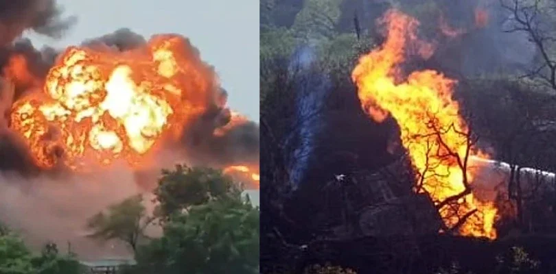 টোল প্লাজায় গ্যাসবাহী ট্যাঙ্কারের ধাক্কা, ভয়াবহ আগুনে আহত ৭