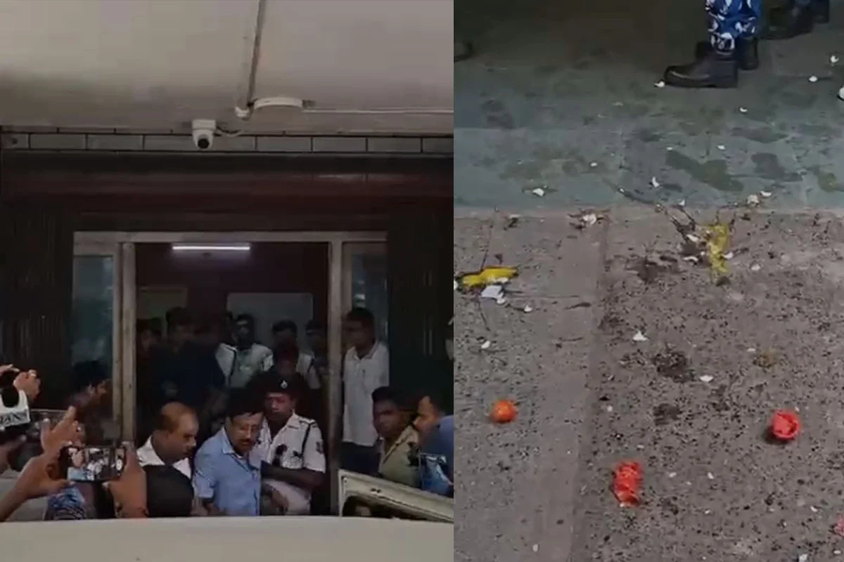 আদালতে তোলার সময় সব্যসাচীকে লক্ষ্য করে ছোড়া হল ডিম ও গোবর
