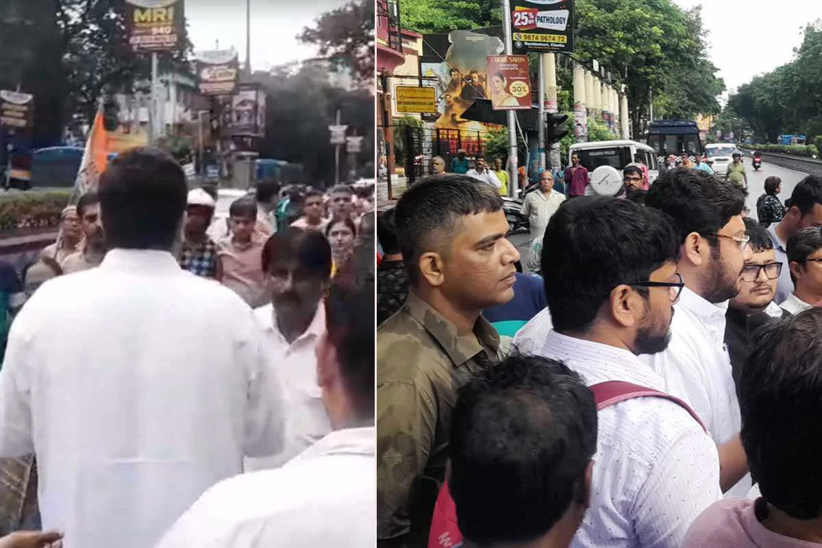 বাগেশ্বর-বিতর্কে ধুন্ধুমার ভবানীপুরে, থানার সামনে হাতাহাতিতে জড়াল কংগ্রেস ও বিজেপি