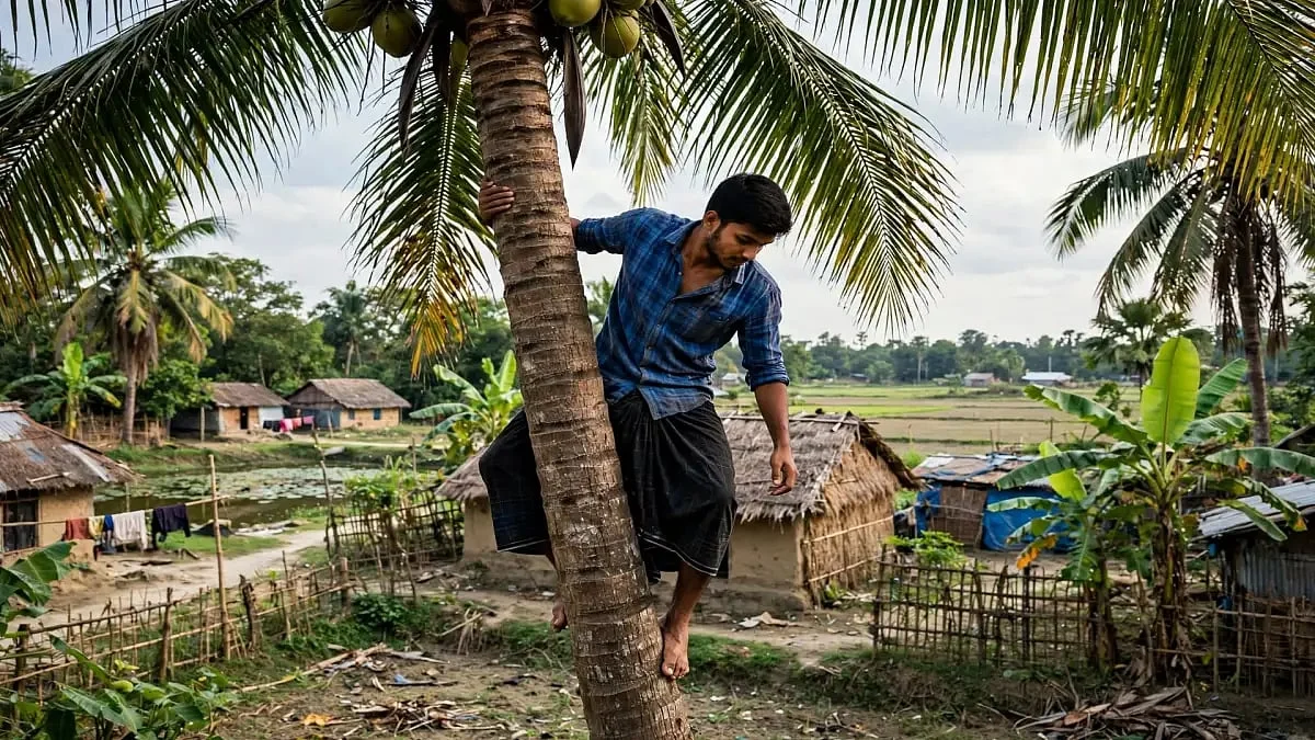 ডাব চুরি করতে গিয়ে বিপত্তি, চার ঘণ্টা নারকেল গাছের মাথায় যুবক