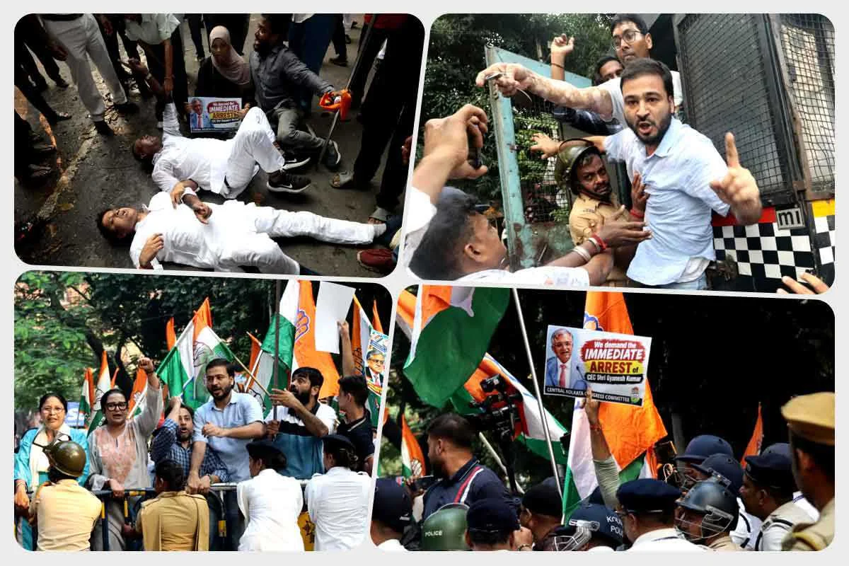 কলকাতায় কংগ্রেসের 'জ্ঞানেশ হটাও' অভিযানে ধুন্ধুমার, লোকভবনের সামনে পুলিশ-কর্মী খণ্ডযুদ্ধ ও গণ-আটক